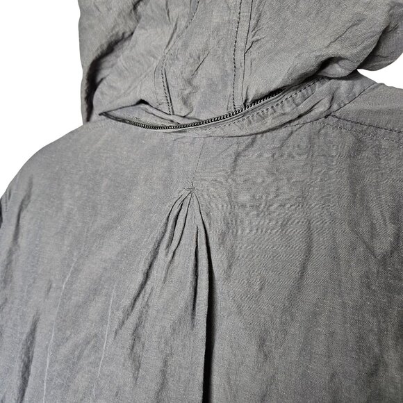 Eileen Fisher Lightweight Gray Crinkle Hooded Jacket Organic Cotton Blend L - Picture 7 of 12
